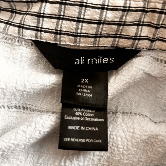 Ali Miles Abstract Graphic Tunic Top 2X Lagenlook Art to Wear Roll Tab Sleeve - Picture 7 of 9